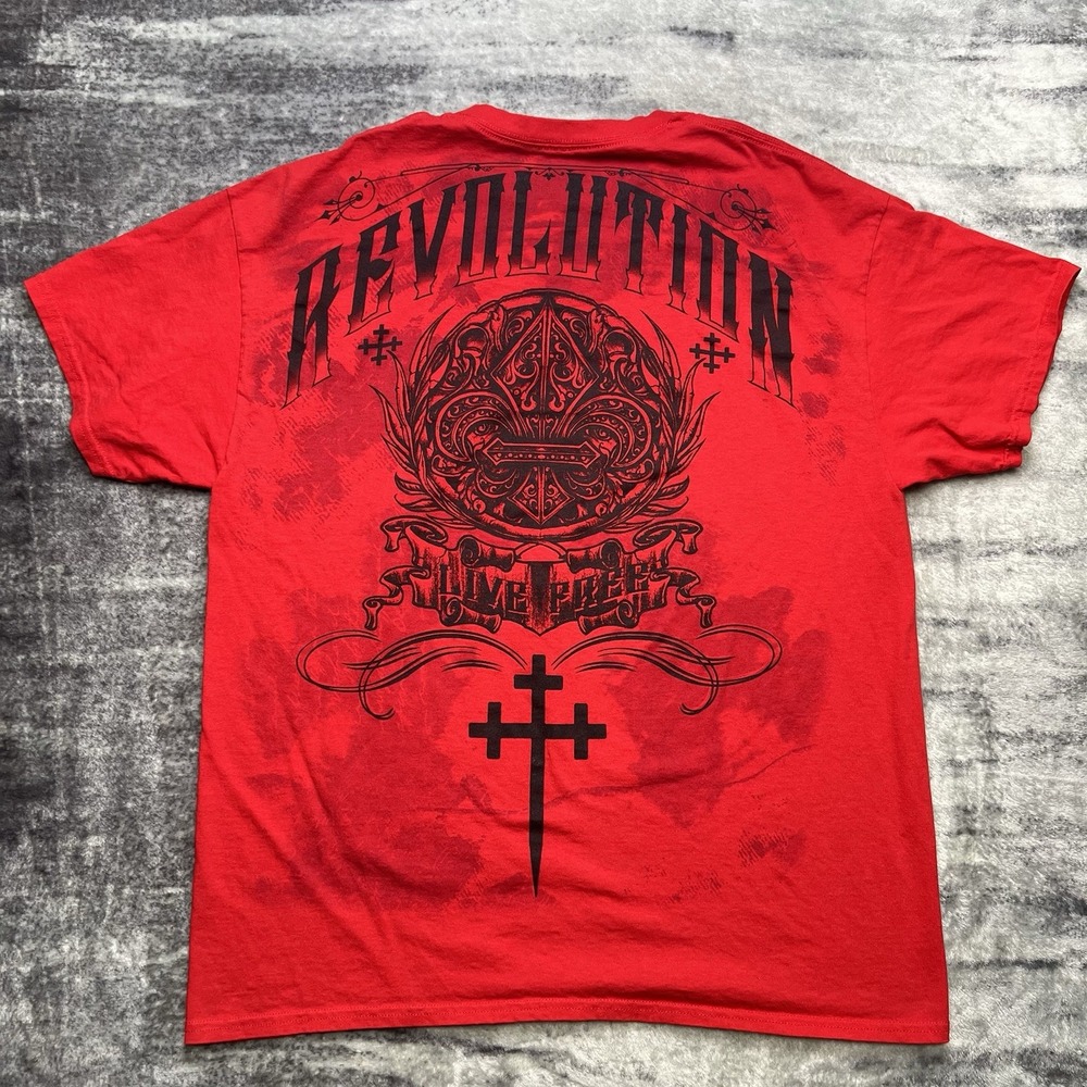 Y2K MMA Elite Revolution Live Free T-Shirt Size XL Felt Grunge Skater Goth - Picture 5 of 5